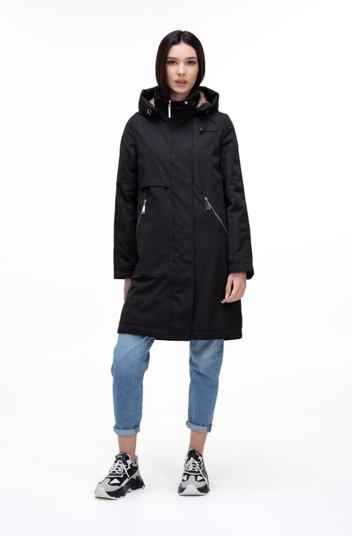 Подовжена куртка з каптуром SNOW-OWL колір чорний купити Ужгород 