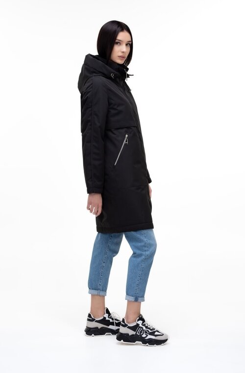 Удлиненная куртка с капюшоном SNOW-OWL цвет черный купить Ужгород 3