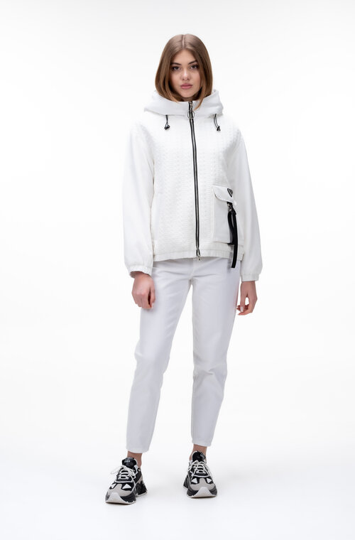 Коротка весняна куртка з каптуром SNOW-OWL колір білий купити Дніпро 2
