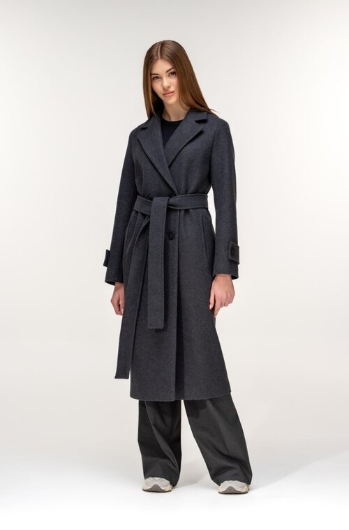 Длинное двухбортное пальто ELVI серый темный купить Умань 5