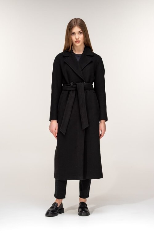 Пальто черное длинное с поясом NINA VLADI купить Тернополь 4