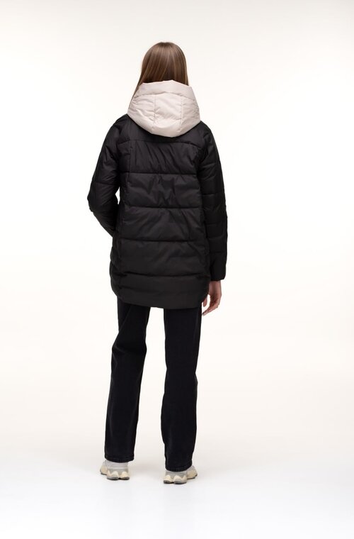 Удлиненная куртка с капюшоном VIVILONA цвет черный купить Тернополь 3