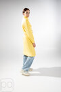 Стильна стьобана куртка з поясом жовтого кольору купити Полтава 6